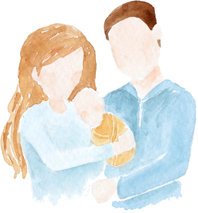 Family Portrait Watercolor Illustration